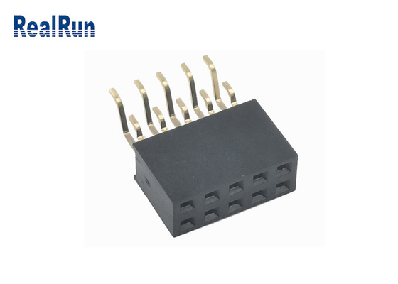 Embase femelle 2,54 mm 2 rangées PA6T 2x5P connecteur doré SMT à angle droit