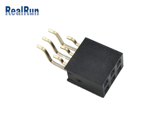 L'or en laiton embouti de Pin Female Socket Header SMT du total 6 du terminal 2x3p a plaqué PA6T