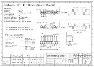 C.C 500V de PA6T SMT Pin Header Connector par l'UL 94V-0 de trou