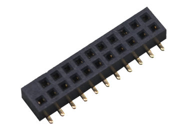 Deux type femelle couleur de SMT de lancement du connecteur 1.27mm d'en-tête de Pin de la rangée 22 de noir