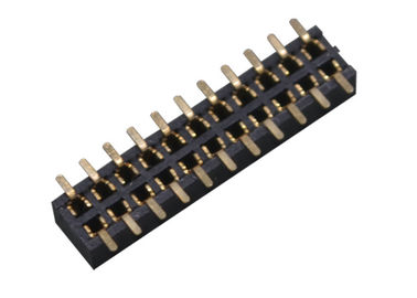 Deux type femelle couleur de SMT de lancement du connecteur 1.27mm d'en-tête de Pin de la rangée 22 de noir