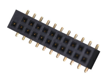 Deux type femelle couleur de SMT de lancement du connecteur 1.27mm d'en-tête de Pin de la rangée 22 de noir