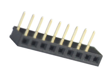 Noir simple 2.0mm de rangée de connecteur femelle d'en-tête de SMT de 90 degrés par le trou