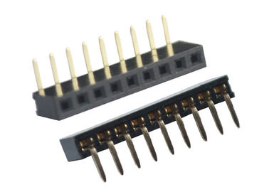 Noir simple 2.0mm de rangée de connecteur femelle d'en-tête de SMT de 90 degrés par le trou