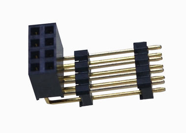 plastique du connecteur mâle De rangée d'en-tête femelle à angle droit de 2.54mm double trois