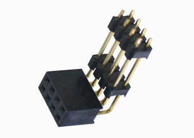 plastique du connecteur mâle De rangée d'en-tête femelle à angle droit de 2.54mm double trois