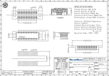 connecteur d'en-tête de carte PCB de C.C 500V de Pin du connecteur 24 du lancement PA6T BTB de 0.5A 0.5mm