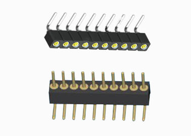 16 rangée simple femelle ronde noire du connecteur 1.27mm d'en-tête de Pin à angle droit