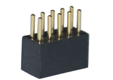 Rangée ronde noire droite du connecteur 1.27mm d'en-tête de Pin de femelle double 180 degrés