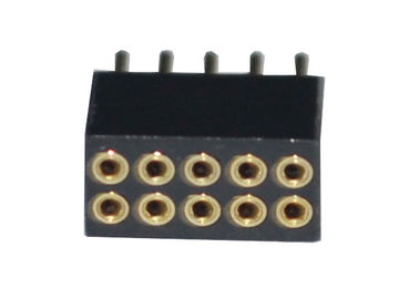 Rangée ronde noire droite du connecteur 1.27mm d'en-tête de Pin de femelle double 180 degrés