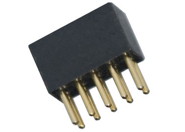 Rangée ronde noire droite du connecteur 1.27mm d'en-tête de Pin de femelle double 180 degrés