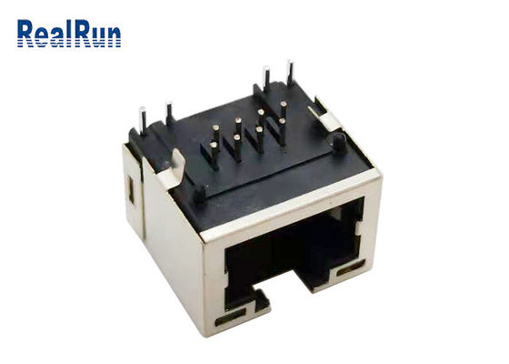 Alliage de cuivre gauche de connecteur de carte PCB de PA46 1 Rj45 Jack modulaire RJ45