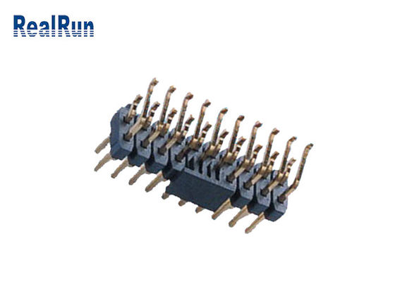 Double 32H Pin Header PA6T de la rangée PA6T horizontal avec le courrier de chapeau