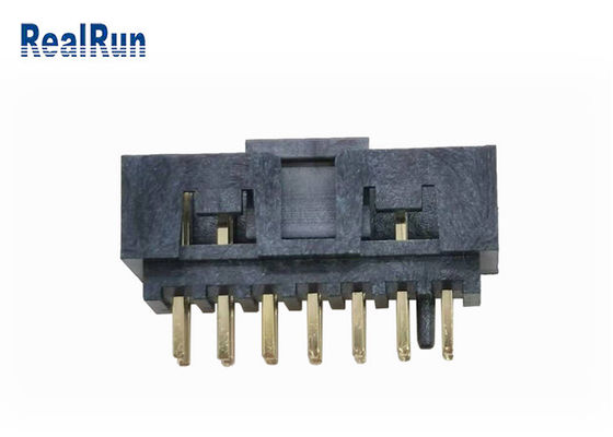 Laiton de prise de l'en-tête UL94V-0 14P IDC de boîte de rangée de double de PBT H6.4 30% GF