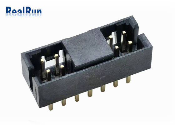 Laiton de prise de l'en-tête UL94V-0 14P IDC de boîte de rangée de double de PBT H6.4 30% GF