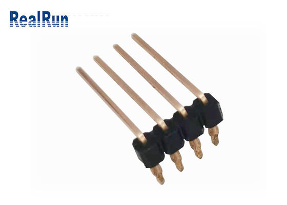 Connecteur simple de la carte PCB THT d'ajustement de presse de la courbure UL94V-0 de Pin Header 90° de rangée de PA6T 4P