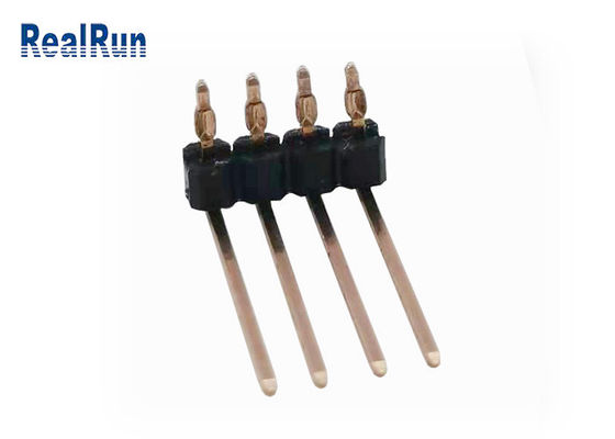Connecteur simple de la carte PCB THT d'ajustement de presse de la courbure UL94V-0 de Pin Header 90° de rangée de PA6T 4P