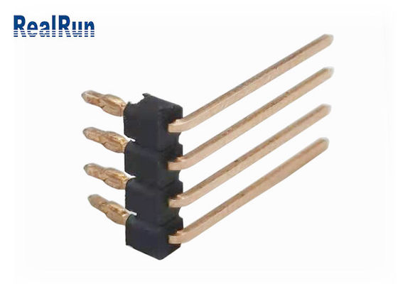 Connecteur simple de la carte PCB THT d'ajustement de presse de la courbure UL94V-0 de Pin Header 90° de rangée de PA6T 4P