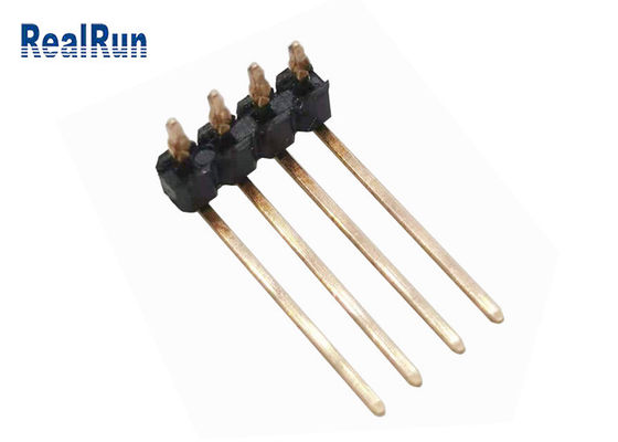 Connecteur simple de la carte PCB THT d'ajustement de presse de la courbure UL94V-0 de Pin Header 90° de rangée de PA6T 4P