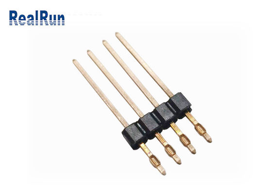 Connecteur masculin d'en-tête PBT LCP de presse de PA6T d'ajustement d'IMMERSION droite en laiton de carte PCB Pin Header 2.54mm