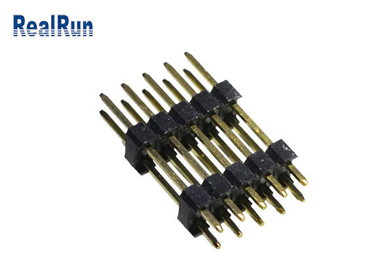 GV en laiton de la rangée 2.54mm de 0.75A PBT Pin Header Connecto UL94V-0 double