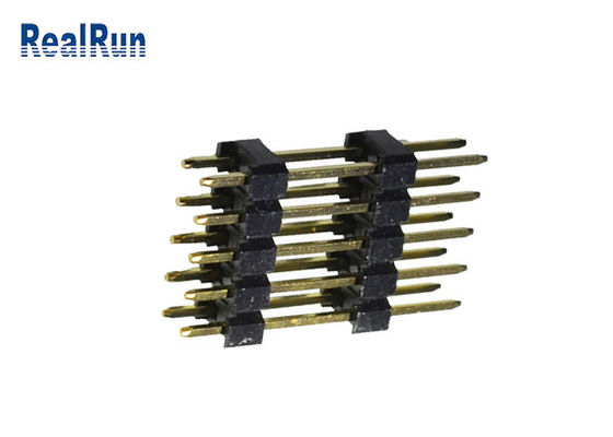GV en laiton de la rangée 2.54mm de 0.75A PBT Pin Header Connecto UL94V-0 double