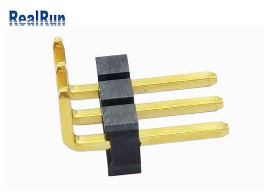 Rangée simple du lancement H3.2 de l'Au 3μ » Pin Header 1*3P 3.96Mm de noir de LCP+30%GF à angle droit