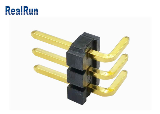 Rangée simple du lancement H3.2 de l'Au 3μ » Pin Header 1*3P 3.96Mm de noir de LCP+30%GF à angle droit