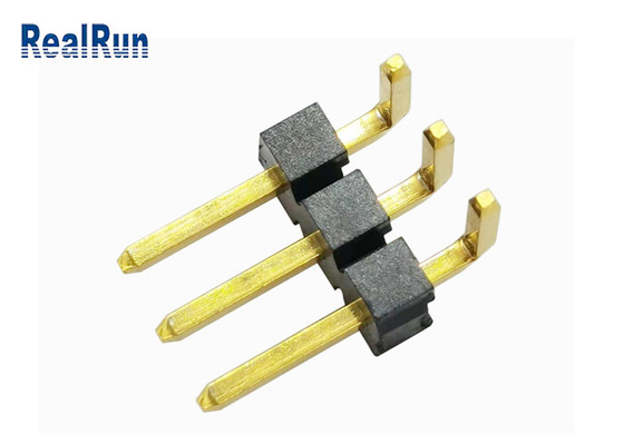 Rangée simple du lancement H3.2 de l'Au 3μ » Pin Header 1*3P 3.96Mm de noir de LCP+30%GF à angle droit