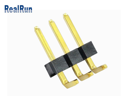 Rangée simple du lancement H3.2 de l'Au 3μ » Pin Header 1*3P 3.96Mm de noir de LCP+30%GF à angle droit