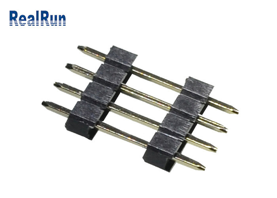 Rangée 4P double Pin Header droite de noir de la carte PCB 2,54 millimètre Pin Header PA6T