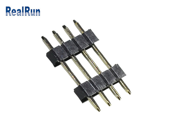 Rangée 4P double Pin Header droite de noir de la carte PCB 2,54 millimètre Pin Header PA6T