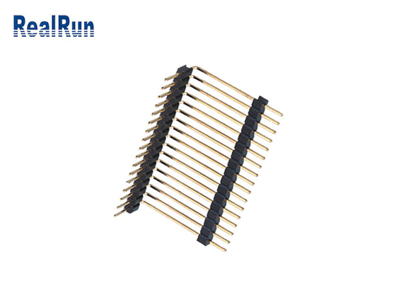 PA6T 2,54 17P Pin Header Connector or à angle droit d'immersion de 90 degrés a plaqué le double plastique