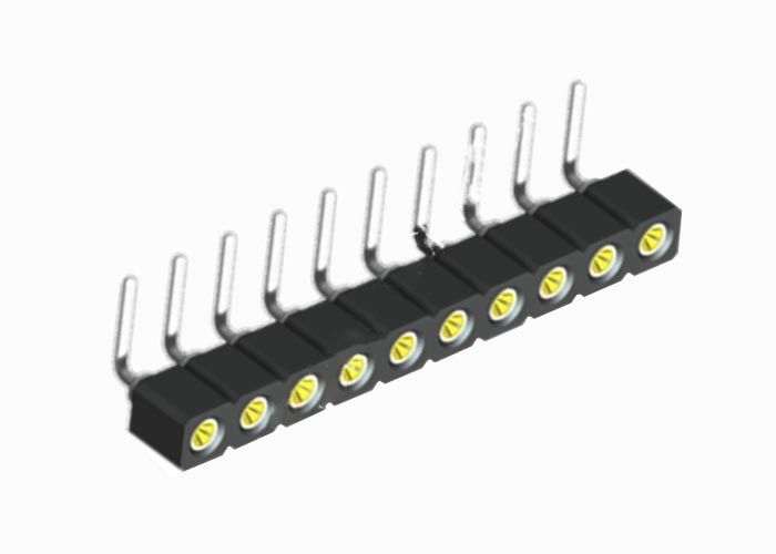 16 rangée simple femelle ronde noire du connecteur 1.27mm d'en-tête de Pin à angle droit