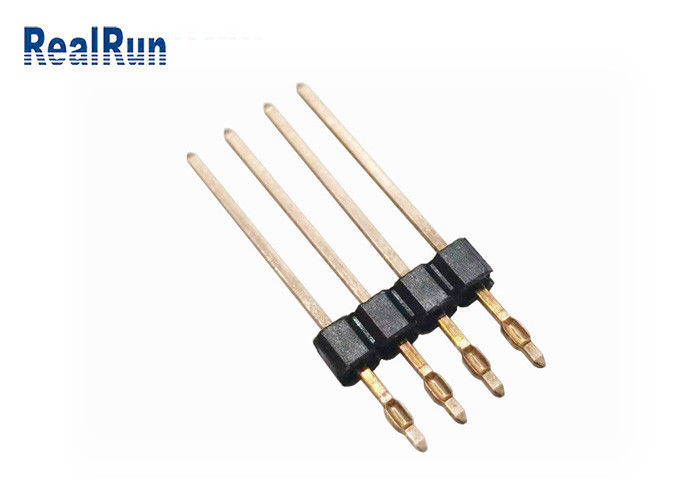 Connecteur masculin d'en-tête PBT LCP de presse de PA6T d'ajustement d'IMMERSION droite en laiton de carte PCB Pin Header 2.54mm