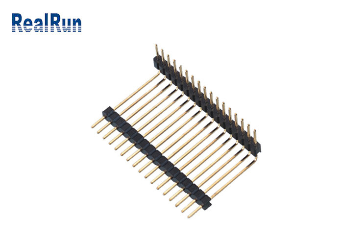 PA6T 2,54 17P Pin Header Connector or à angle droit d'immersion de 90 degrés a plaqué le double plastique