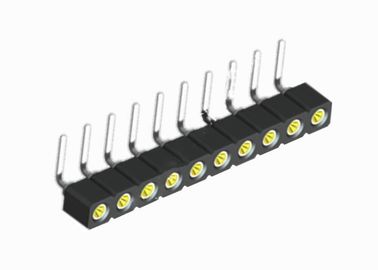 16 rangée simple femelle ronde noire du connecteur 1.27mm d'en-tête de Pin à angle droit